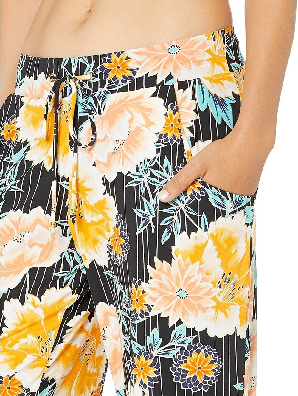 Bar III Womens Floral Stripe Printed Cover-Up Pants Size M - Picture 4 of 4